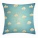 Cloud Throw Pillow Cushion Cover Vintage Cloud Cumulus Pattern Weather Worn Out Old Looking Illustration Decorative Square Accent Pillow Case 24 X 24 Inches Ivory and Pale Blue by Ambesonne