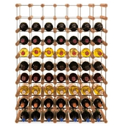PROREGAL Modulares Weinregal VINOTECA MOD METAL | HxBxT 92,5x72,5x24,5cm | 7x9 Flaschen | Massives Kiefernholz | Braun geölt | Flaschenregal Image
