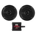 (2) Rockville MS40B Black 4 200 Watt Speakers+MTX Amplifier For ATV/UTV/Cart