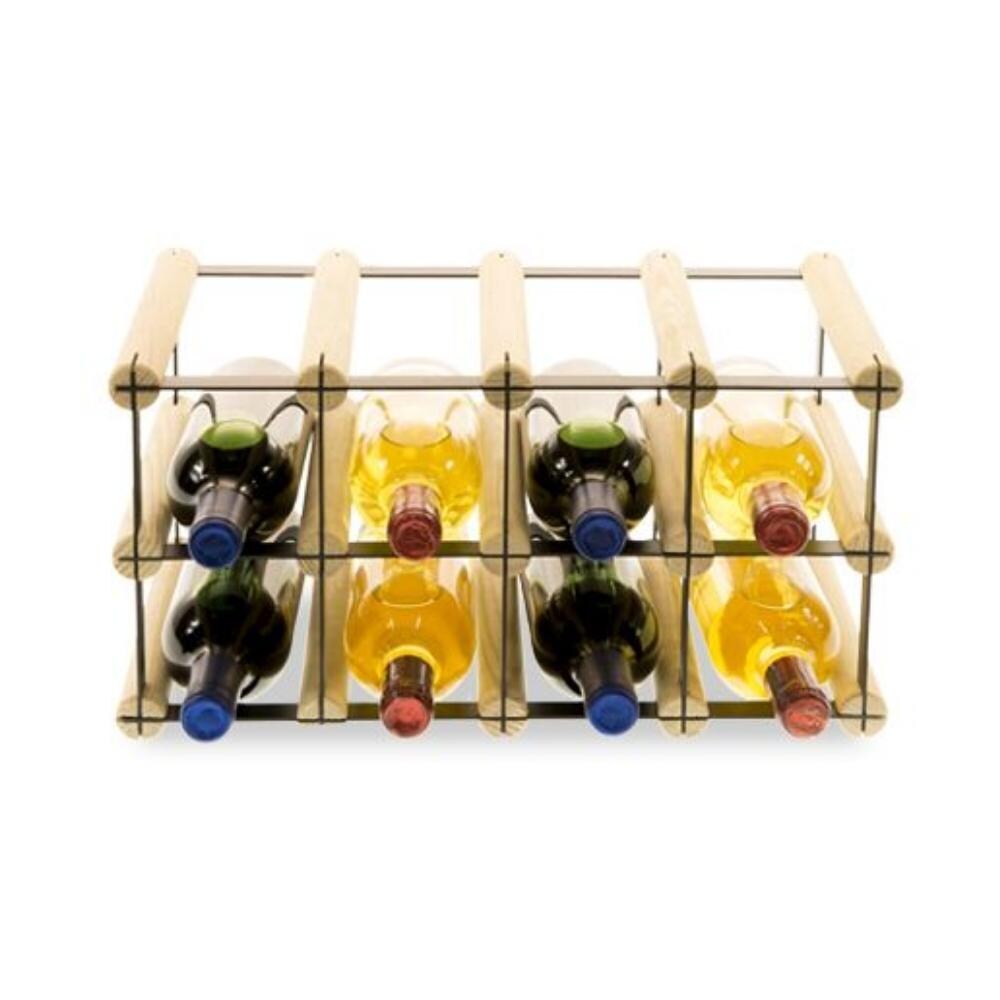 PROREGAL Modulares Weinregal VINOTECA MOD METAL | HxBxT 22,5x42,5x24,5cm | 4x2 Flaschen | Massives Kiefernholz | Natur | Flaschenregal Image