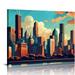 PIKWEEK Chicago Poster Art Print Retro City Mountain and Lake Landscape Artwork Wall Art Poster Vintage Decor Landscape Picture For Bedroom Office Home Decor