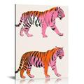COMIO Decor Tiger Preppy Room Decor Aesthetic - Preppy Pictures Trendy Wall Art Boho Pink and Orange Wall Art Preppy Tiger Prints Funky Posters for College Dorm Bedroom