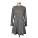 Ann Taylor LOFT Casual Dress - Fit & Flare: Gray Chevron/Herringbone Dresses - New - Women's Size 10