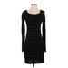 Theory Casual Dress - Bodycon Scoop Neck Long sleeves: Black Stripes Dresses - Women's Size Small