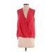 Rag & Bone Sleeveless Silk Top Red Plunge Tops - Women's Size Small