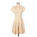 showpo Casual Dress - Party V-Neck Short sleeves: Tan Solid Dresses - Women's Size 2