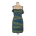 BCBGMAXAZRIA Casual Dress - Mini: Blue Snake Print Dresses - New - Women's Size Large