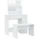 Helloshop26 - Ensemble de coiffeuse meuble chambre 86,5 x 35 x 136 cm blanc brillant - Blanc