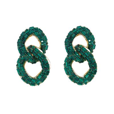 Women's Gem Loop Earring by ELOQUII in Emerald (Size NO SIZE)