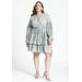 Plus Size Women's Eyelet Flare Mini Dress by ELOQUII in Grey Spruce (Size 16)