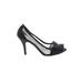 Nina Heels: Slip-on Stiletto Cocktail Black Solid Shoes - Women's Size 7 - Open Toe