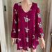 Free People Dresses | Free People Size Xs Deep Hot Pink And White Floral Embroidered Flowy Dress | Color: Pink/White | Size: Xs