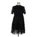 Kendall & Kylie Casual Dress - A-Line Mock Short sleeves: Black Print Dresses - Women's Size Medium