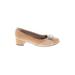 Picadilly Fashions Heels: Slip On Chunky Heel Work Tan Solid Shoes - Women's Size 37 - Round Toe