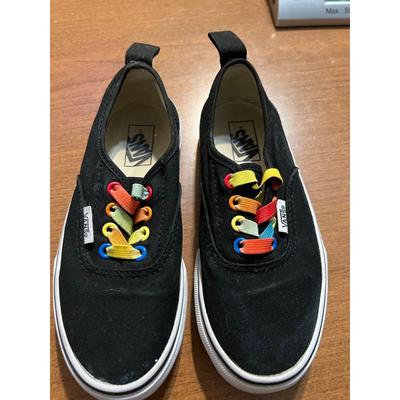 Vans Shoes | Children's Vans - Black Slip On With Multicolor Laces Size 13.5 | Color: Black | Size: 13.5b