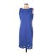 Talbots Casual Dress - Shift: Blue Solid Dresses - Women's Size 10