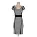 Tahari by ASL Casual Dress - Bodycon: Gray Houndstooth Dresses - Women's Size 4