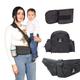 Baby Hip Carrier - Baby Carrier Newborn to Toddler - Newborn Baby Carrier with Hip Seat - Baby Carrier with Adjustable Waistband & Extender - Ergonomic Carrier with Non-Slip Hip Seat (Black)