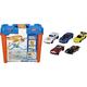 Hot Wheels Track Builder Mega Stunt Box & 01806 5er Pack 1:64 Die-Cast Fahrzeuge Geschenkset, je 5 Spielzeugautos, zufällige Auswahl, ab 3 Jahren