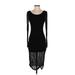 Silence and Noise Casual Dress - Sheath Boatneck Long sleeves: Black Solid Dresses - Women's Size Small