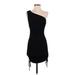 Forever 21 Cocktail Dress - Mini One Shoulder Sleeveless: Black Print Dresses - New - Women's Size Small