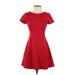 Banana Republic Casual Dress - Mini Crew Neck Short sleeves: Red Solid Dresses - Women's Size 0