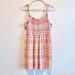 American Eagle Outfitters Dresses | American Eagle Womens Smocked Seersucker Plaid Sleeveless Linen Dress Size Large | Color: Orange/Pink | Size: L