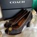 Coach Shoes | New! Coach Signature Open Toe High Heels | Color: Brown | Size: 7