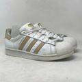 Adidas Shoes | Adidas Mens White Gold Sneaker Shoes Lace Up Sz 8 | Color: Gold/White | Size: 8