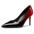 Castamere Womens High Stiletto Heel Pointed Toe Slip-on Pumps Court Shoe Cute Basic Classic Dress Shoes 9 CM Heels Black and Red 5 UK