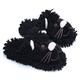 Ofoot Womens Winter Warm Parent-Child Fuzzy Home Slippers Cute Animal Koala Fox Owl Cat Lion Gorilla Bunny,Durable Anti Skid Grippers Rubber Bottom Outsole, Black Cat, 3/5 UK