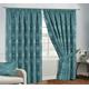 Virginia Curtain Pairs Jacquard Pencil Pleat With Tie Backs Separate Cushion (Teal, Width 66" x Length 90" 168cm x 228cm)