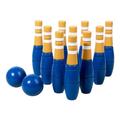 LOVIVER 10 Pieces Wood Bowling Set Lawn Bowling and Skittle Ball Games with 10 Pins and 2 Balls Portable Mini Bowling Pins for Garden