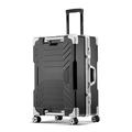 ZNBO Luggage case for Men, Carry on Suitcase Aluminum Luggage,24 inch Trolley PC Trolley Hardside Spinner Luggage Double TSA Locks, Zipperless Luggage Hegent Series,Black,29