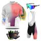 Mens Summer Cycling Short Sleeve Top and Gel Bib Shorts Set,2024 Pro Team Cycling Suits For Men+Cycling Gloves+Cycling Goggles (Typ-1,XS)