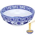 Cabilock White Fruit Bowl Udon Noodle Bowl Dinner Bowls Kitchen Cereal Bowls Blue and White Porcelain Bowl Noodle House Ramen Bowl (8 inches) Large Serving Bowl Salad Bowl Rice Bowls Chinese Bowls