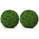 GYMAX 2PCS Artificial Topiary Ball, 40cm Decorative Realistic Round Topiary Plant, Indoor Outdoor Faux Balls for Garden, Office, Home, Reception Area and Wedding