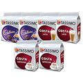 Tassimo Coffee Selection - Costa Latte/Costa Cappuccino/Cadburys Hot Chocolate -6 Packs (48 Servings)