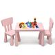 GYMAX Kids Table and Chair Set, Children Activity Table with 2 Chairs, Multifunction Nursery Furniture for Playing, Learning, Eating and Drawing (Pink)