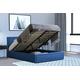 Home Treats Upholstered Ottoman Storage Bed | Single Ottoman Bed with Storage | Single Bed Frame | 3ft Single Size Storage Bed | Navy Linen Ottoman Single Bed | Storage Ottoman