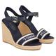 Keilsandalette TOMMY HILFIGER "MONO WEBBING HIGH WEDGE SANDAL" Gr. 36, blau (dunkelblau) Damen Schuhe Sandaletten