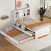 Twin Size Storage Platform Bed with Charging Station, Twin Size Trundle with 3 Drawers,Antique White