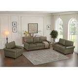Large 3-piece Sectional Sofa, 3-seat Storage Base Sofa, Modern Faux Leather Loveseat, Nailhead Armrest Chair for Living Room