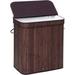 SONGMICS 100L Laundry Hamper with Lid Bamboo Laundry Basket with Liner Bag Foldable Storage Hamper with Handles