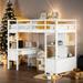 Elegant & Multifunctional Design Twin Size Loft Bed with Built-in Desk with 2 Drawers, and Storage Shelves, Space Saving, White