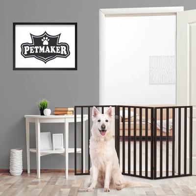 3-Panel Tall Modern Indoor Foldable Dog Gate - 54x32-Inch Wood Freestanding Pet Fence