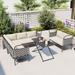 5-piece All-Weather Woven Rope Outdoor Patio Sectional Sofa Set with Glass Table and Cushions, Versatile Free Combination