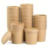 Disposable Kraft Paper Food Cups with Vented Lids