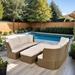 Patio Conversation Furniture Set with Central Coffee Table, Outdoor Wicker Sofa Set with Thick Cushions For Backyard, Beige