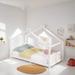 Twin Size House Shaped Platform Bed, Wooden Kids Bed Frame with Bulwarks for Bedroom Kids Room, Espresso